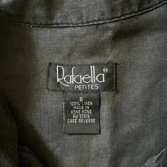 Rafaella Petites 100% Linen Two Pocket‎ Button Up Gray Tunic Top Shirt Sz Small - Picture 5 of 6